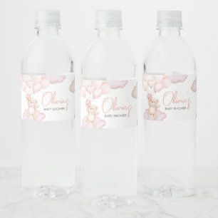 Roze Baby Beer Ballon Baby shower Waterfles Etiket