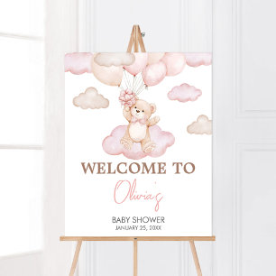 Roze Baby Beer Ballon Baby shower Welkom Poster