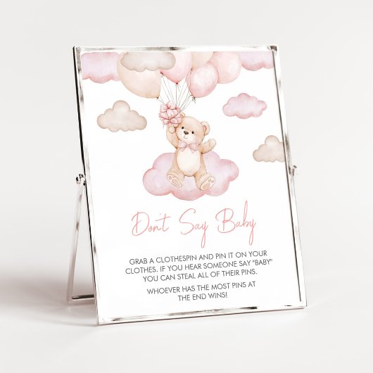 Roze Baby Beer Ballon Baby shower Zeg geen Baby Poster