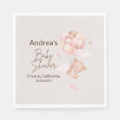 Roze Baby Beer & ballonnen Baby shower Party serve Servet (Voorkant)