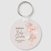 Roze Baby Beer & Ballonnen Baby shower Sleutelhang Sleutelhanger (Voorkant)