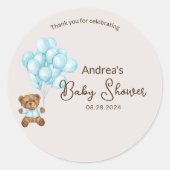 Roze Baby Beer & Ballonnen Baby shower Stickers (Voorkant)