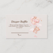 Roze Baby Beer & Ballonnen Luier Raffle Kaarten Plaatskaartje (Voorkant)