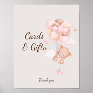 Roze Baby Beer & Ballons Baby shower Custom Sign Poster