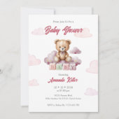 Roze Baby Beer blokkeert Baby shower uitnodiging (Voorkant)