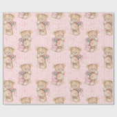 Roze Baby Beer Cadeaupapier (Vlak)