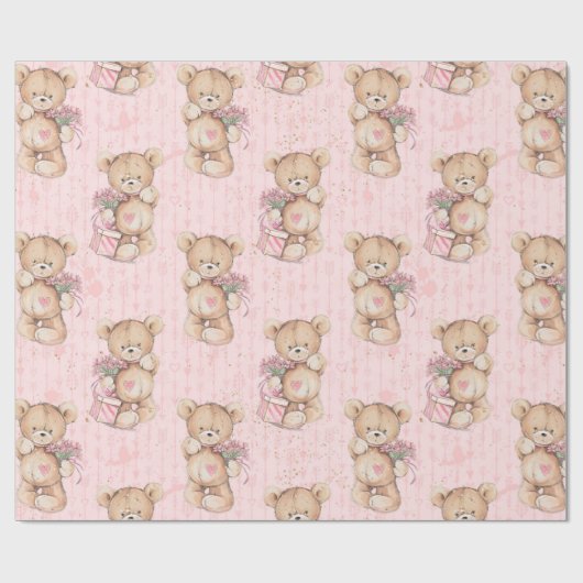 Roze Baby Beer Cadeaupapier (Vlak)