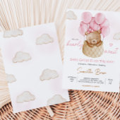Roze Baby Beer Hete Luchtballon Baby shower Kaart