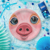 Roze Baby Biglet Grappig Papier Borden Smile Papieren Bordje (Feest)