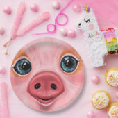 Roze Baby Biglet Grappig Papier Borden Smile Papieren Bordje (Feest)