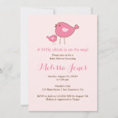 Roze Baby Bird Girl Baby shower Uitnodiging (Voorkant)