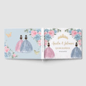 Roze Baby Blauw Bloemen Prinsessen Twins Quinceañe Gastenboek (Volledig)