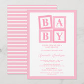 Roze Baby Blokkeert Meisje Baby shower Uitnodiging (Voorkant / Achterkant)