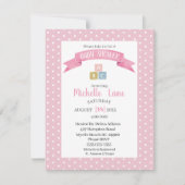 Roze Baby Blokken Meisjesdouche Kaart (Voorkant)