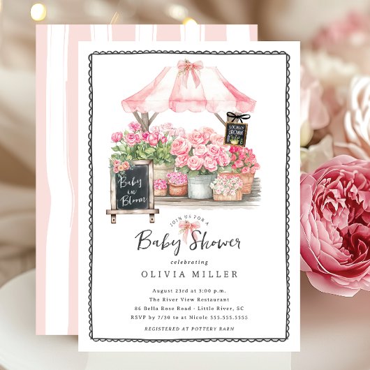 Roze Baby Bloom Douche Uitnodiging