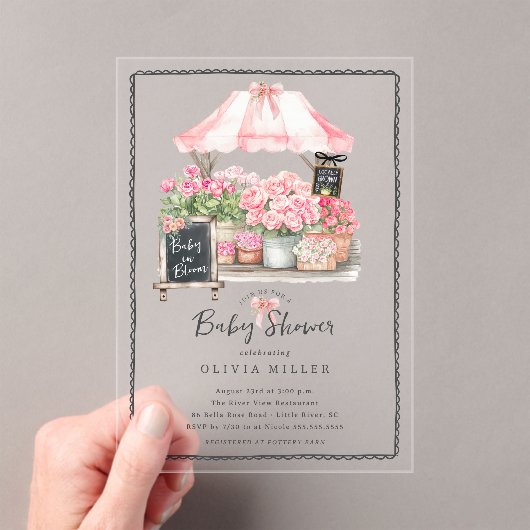 Roze Baby Bloom Douche Uitnodiging (Insitu (Draagbaar))