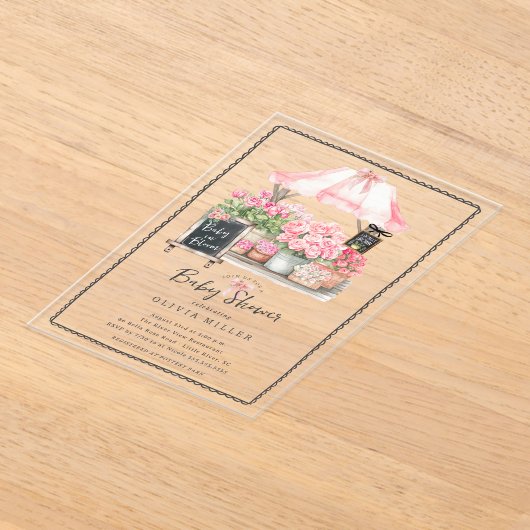 Roze Baby Bloom Douche Uitnodiging (Laagn)