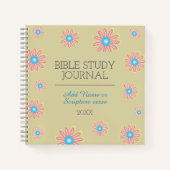 Roze Baby Blue Daisies Bible Study Journal Notitieboek (Voorkant)
