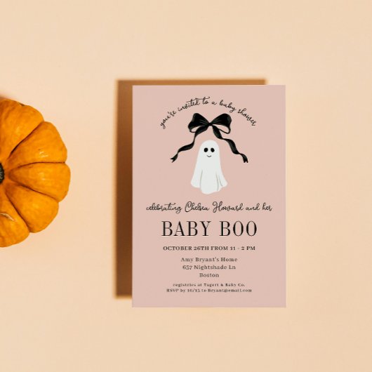 Roze Baby Boo Ghost Halloween Baby shower Kaart
