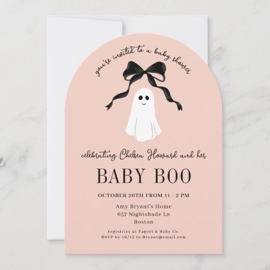 Roze Baby Boo Ghost Halloween Baby shower Kaart (Voorkant)