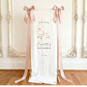 Roze Baby boog Dwaas Gans Baby shower Welkom Bord Spandoek