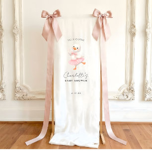 Roze Baby boog Dwaze Gans Baby shower Welkom Bord Spandoek