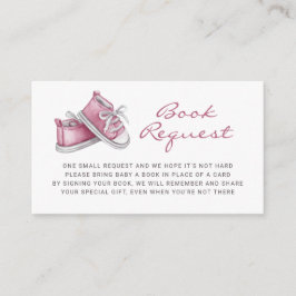 Roze Baby Booties Baby shower Boek Aanvraag Informatiekaartje