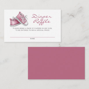 Roze Baby Booties Baby shower Luier Raffle Informatiekaartje