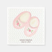 Roze Baby Booties Doop Papieren servet (Voorkant)