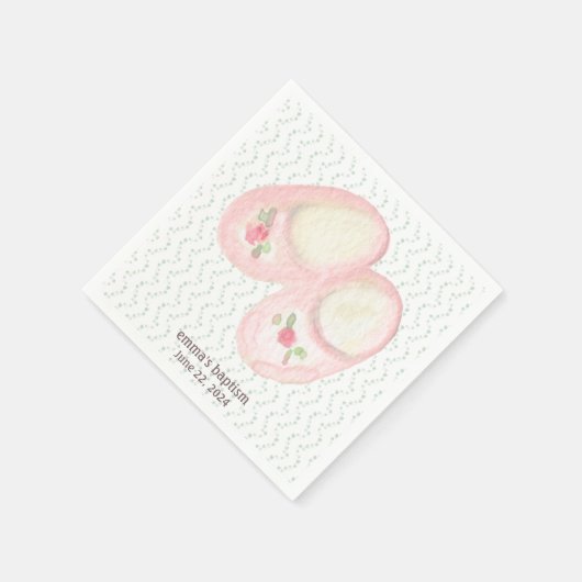 Roze Baby Booties Doop Papieren servet (Hoek)
