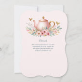 Roze Baby Brewing Tea Party Douche Bloemen Brunch Kaart (Achterkant)