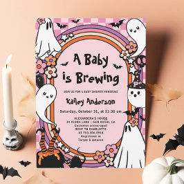 Roze Baby brouwt Halloween Baby shower Kaart