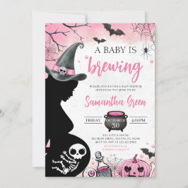 Roze Baby brouwt Halloween Baby shower Kaart