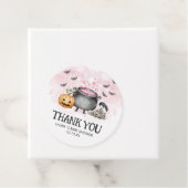 Roze Baby brouwt Halloween Baby shower Ronde Bedankjes Labels (In situ)