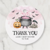 Roze Baby brouwt Halloween Baby shower Ronde Bedankjes Labels (Voorkant)