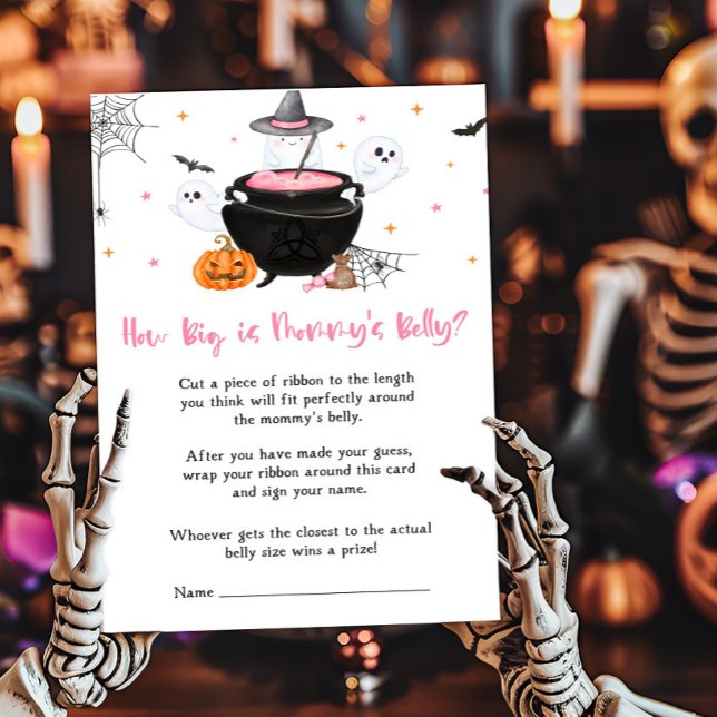 Roze Baby brouwt hoe groot het buikspel van mama i (Baby is Brewing Baby Shower How Big is Mommy's Belly Game)