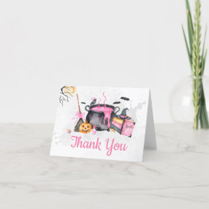 Roze Baby brouwt pompoen Halloween Baby shower Bedankkaart