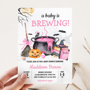 Roze Baby brouwt pompoen Halloween Baby shower Kaart