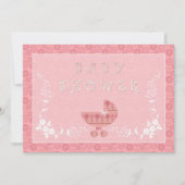 Roze Baby Buggy Baby Shower Uitnodigingen (Voorkant)
