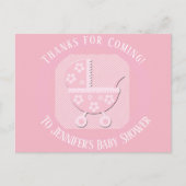 Roze baby buggy meisje shower dank je briefkaart (Voorkant)