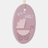 Roze Baby Buggy Sjabloon Keramisch Ornament (Rechts)