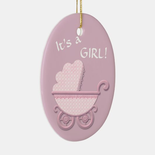 Roze Baby Buggy Sjabloon Keramisch Ornament (Rechts)
