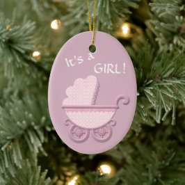 Roze Baby Buggy Sjabloon Keramisch Ornament