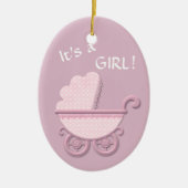 Roze Baby Buggy Sjabloon Keramisch Ornament (Voorkant)