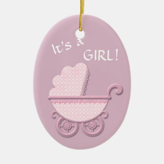 Roze Baby Buggy Sjabloon Keramisch Ornament (Voorkant)
