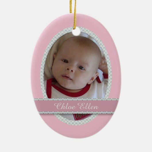 Roze Baby Buggy Sjabloon Keramisch Ornament (Achterkant)