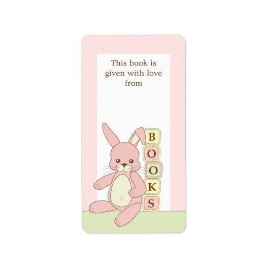 Roze Baby Bunny Boek Cadeauboek Bord Label (Voorkant)
