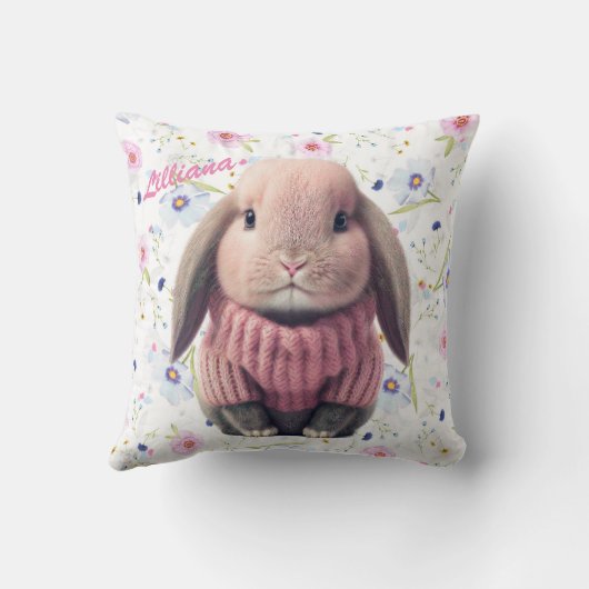 Roze Baby Bunny Sierkussen (Achterkant)