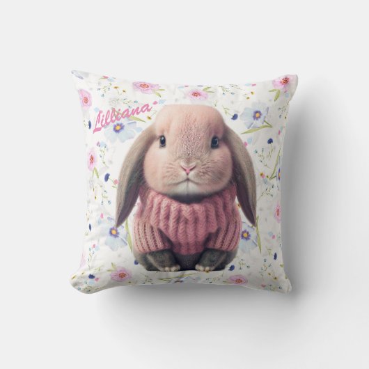 Roze Baby Bunny Sierkussen (Voorkant)