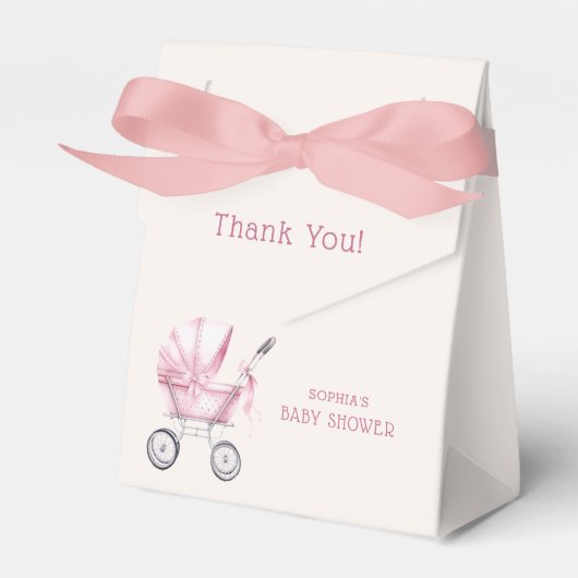 Roze Baby Carriage Baby shower Bedankdoosjes (Voorkant Zijde)